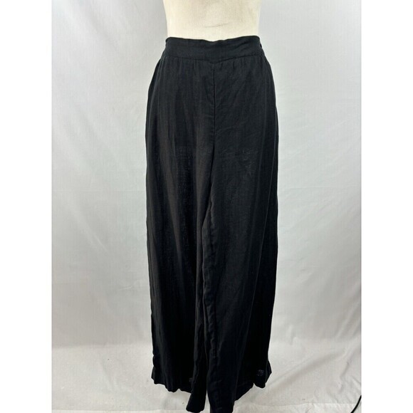 INC International Concepts Wide Leg Linen Pants Black 12 - Picture 1 of 6